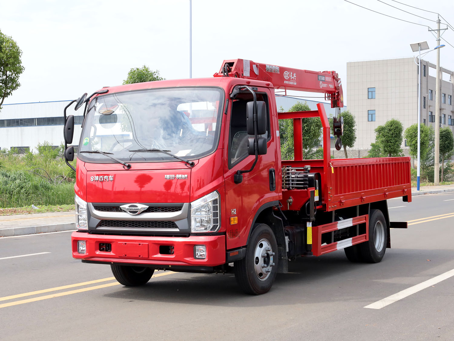 福田領(lǐng)航H2單排上裝長興4噸直臂式吊機（藍牌）